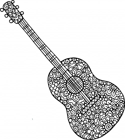 Guitar Coloring Pages For Adults
 Guitar Doodle Coloring KidsPressMagazine