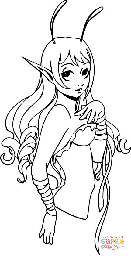 Hair Coloring Book
 Elf Girl with Long Hair coloring page