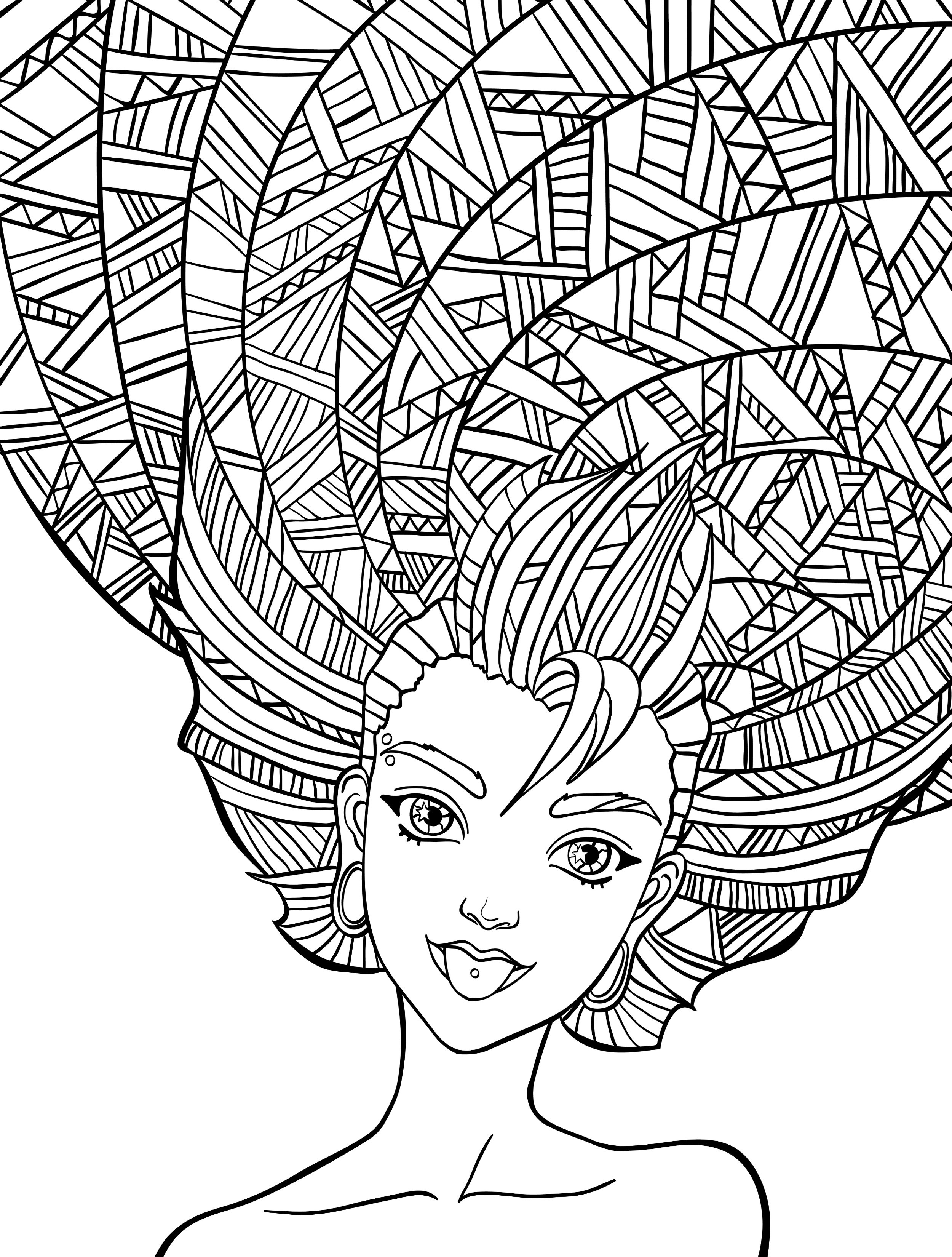 Hair Coloring Book
 10 Crazy Hair Adult Coloring Pages Page 9 of 12 Nerdy