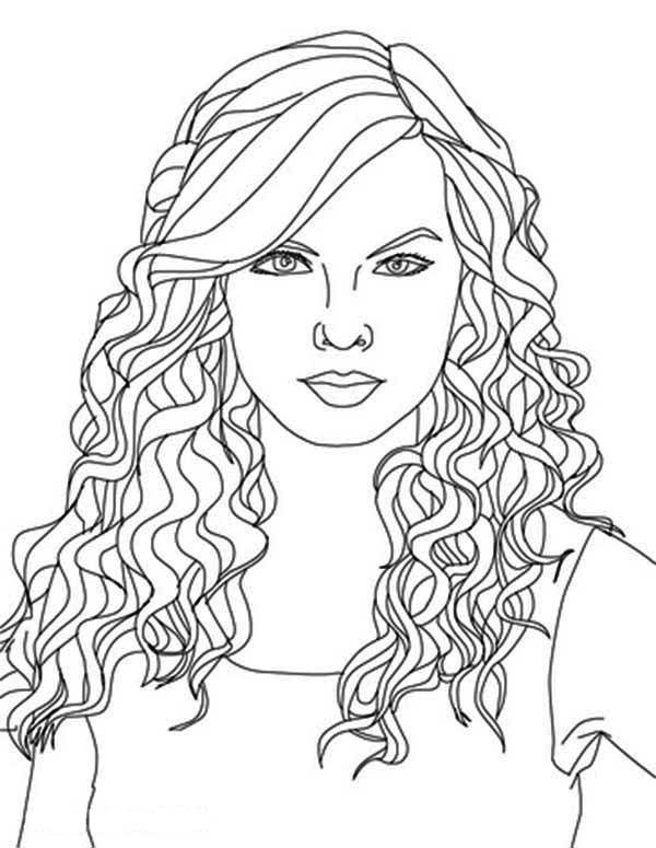 Hair Coloring Book
 Taylor Swift Taylor Swift Curly Hair Coloring Page