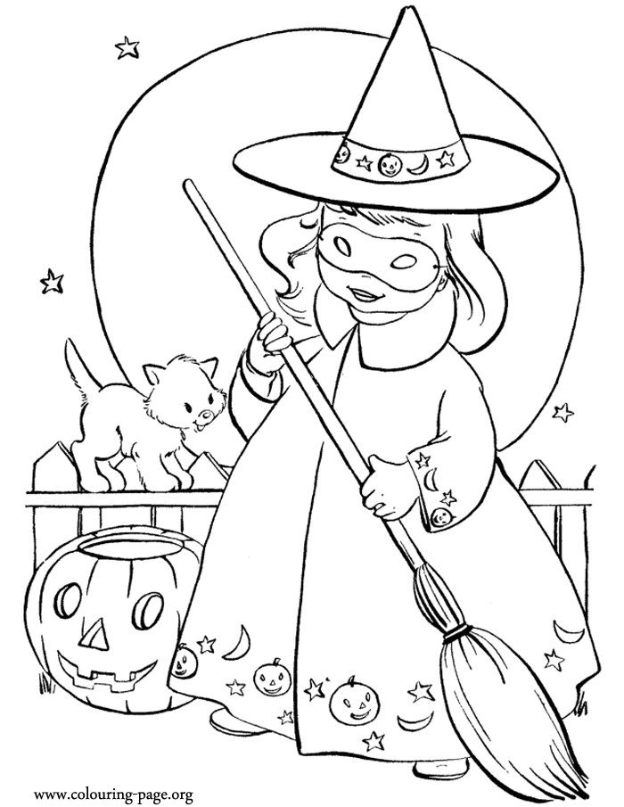 Best ideas about Halloween Coloring Sheets For Girls
. Save or Pin Halloween Little girl wearing a witch costume for Now.