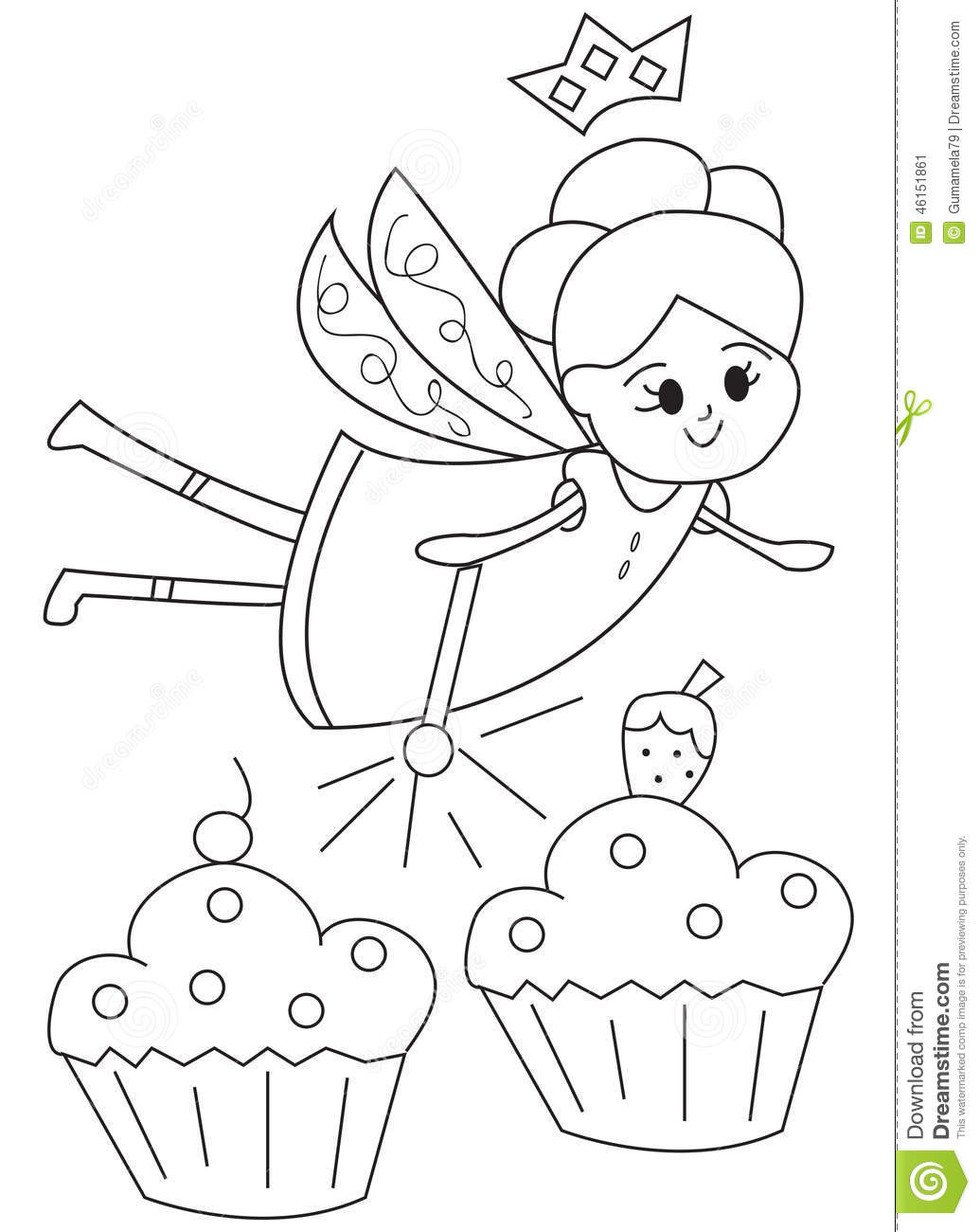 Hand Drawn Coloring Pages
 Hand Drawn Coloring Page A Fairy With Cupcakes Stock