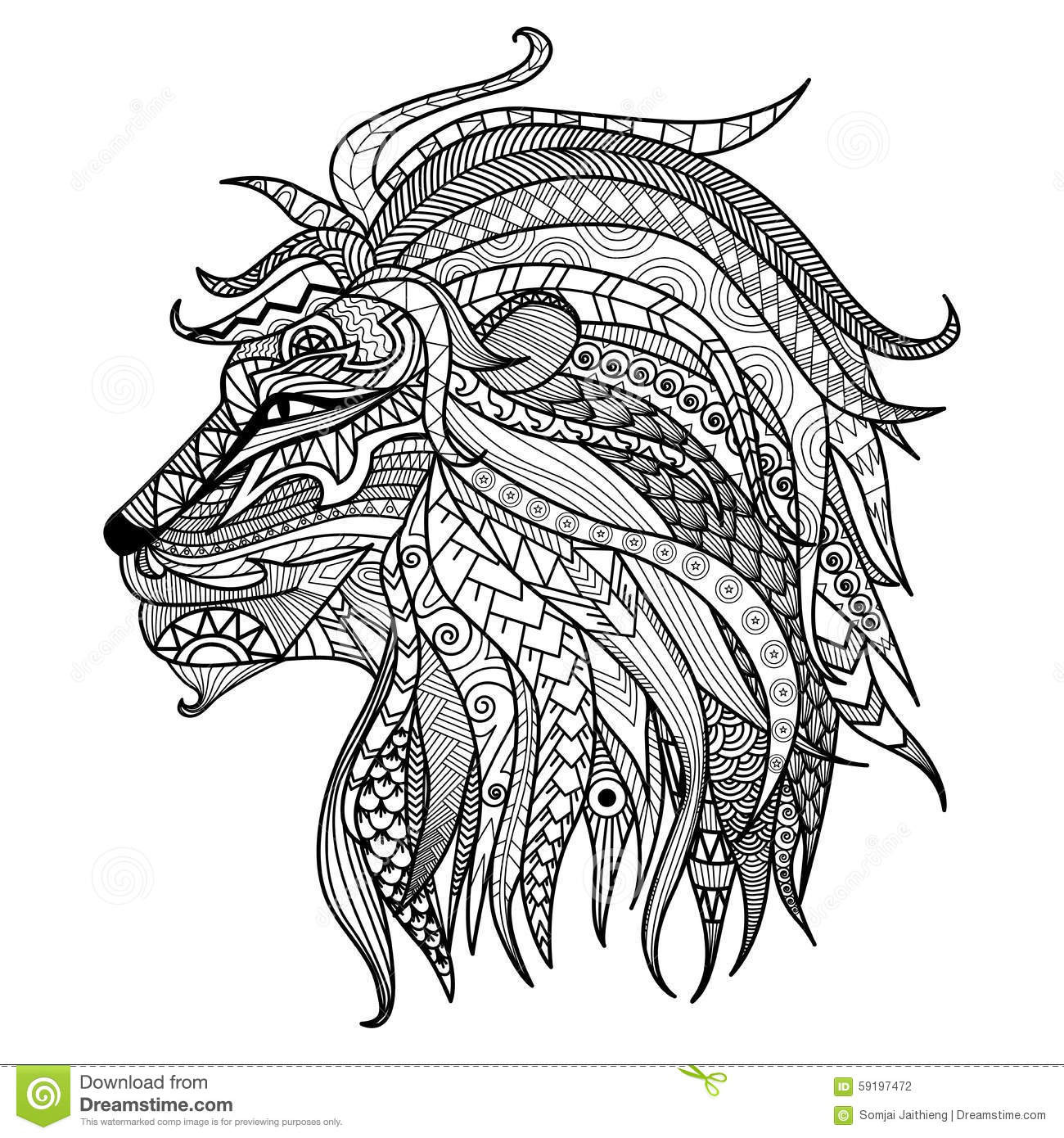 Hand Drawn Coloring Pages
 Hand Drawn Lion Coloring Page Stock Vector Image
