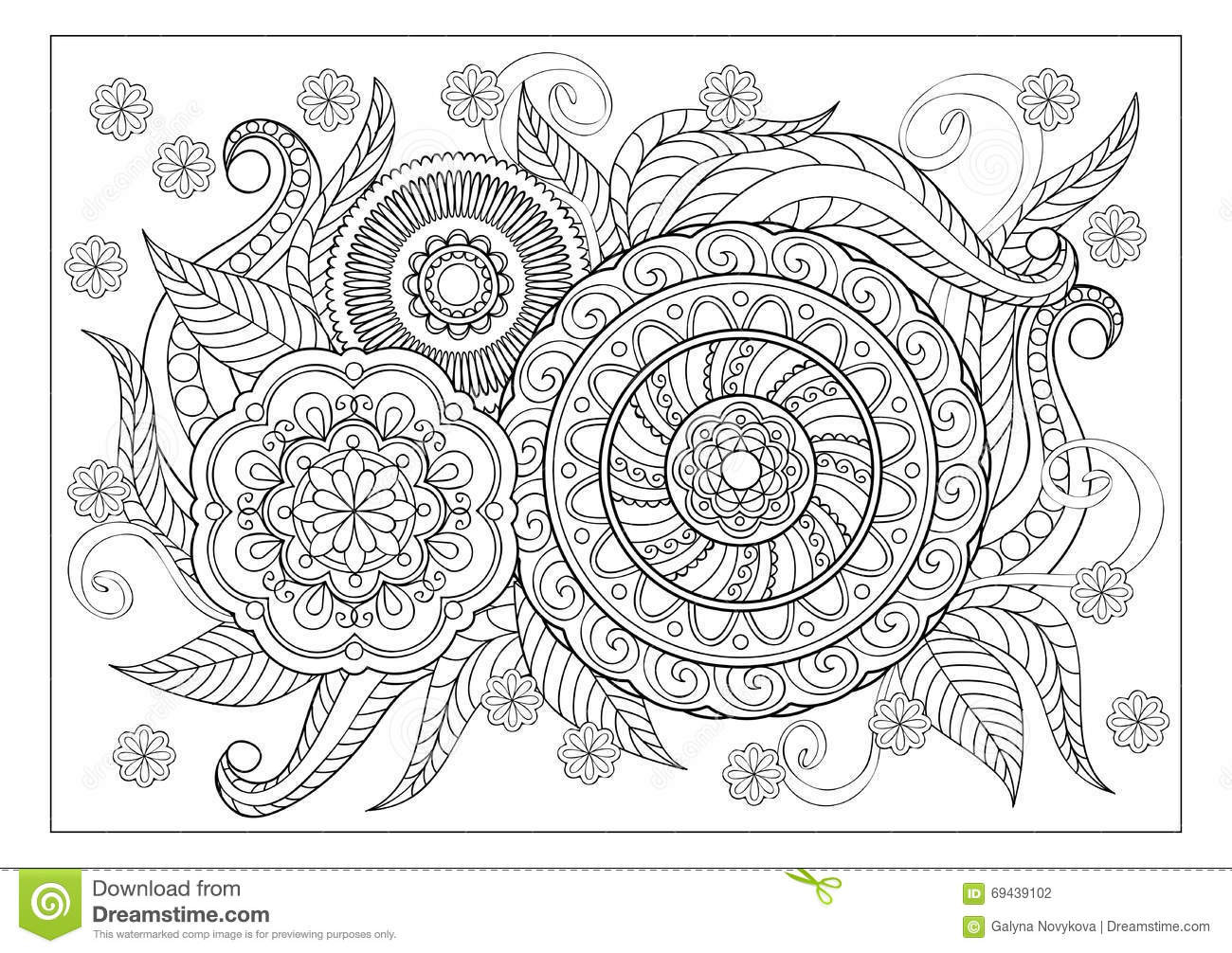 Hand Drawn Coloring Pages
 Image For Adult Coloring Page Stock Vector Image