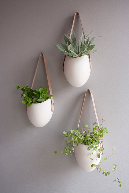 Best ideas about Hanging Wall Planter Indoor
. Save or Pin Set of 3 Porcelain and Leather Hanging Containers by Now.