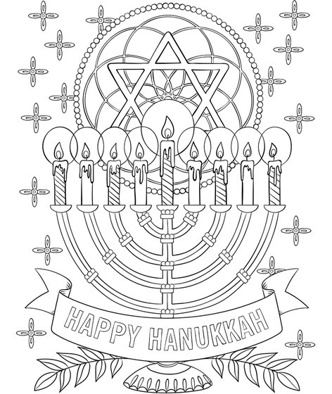 Hanukkah Coloring Pages Printable
 Happy Hanukkah Menorah Coloring Page