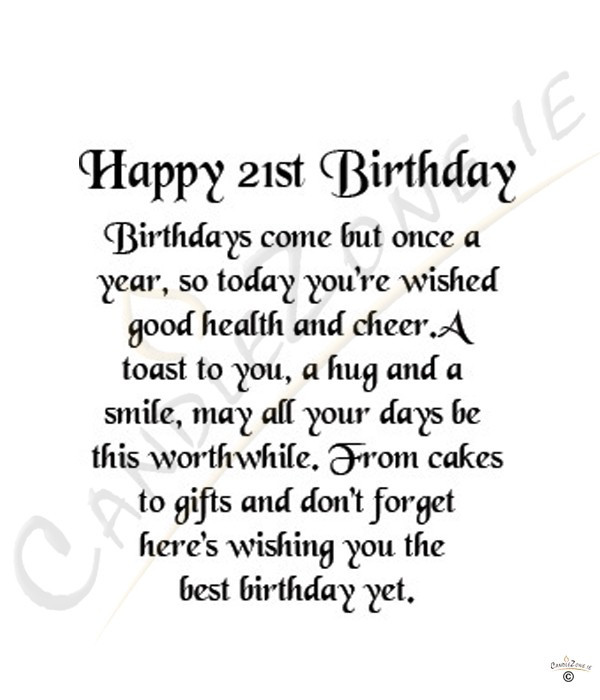 Best ideas about Happy 21st Birthday Quotes
. Save or Pin 21st Birthday Quotes For Friends QuotesGram Now.