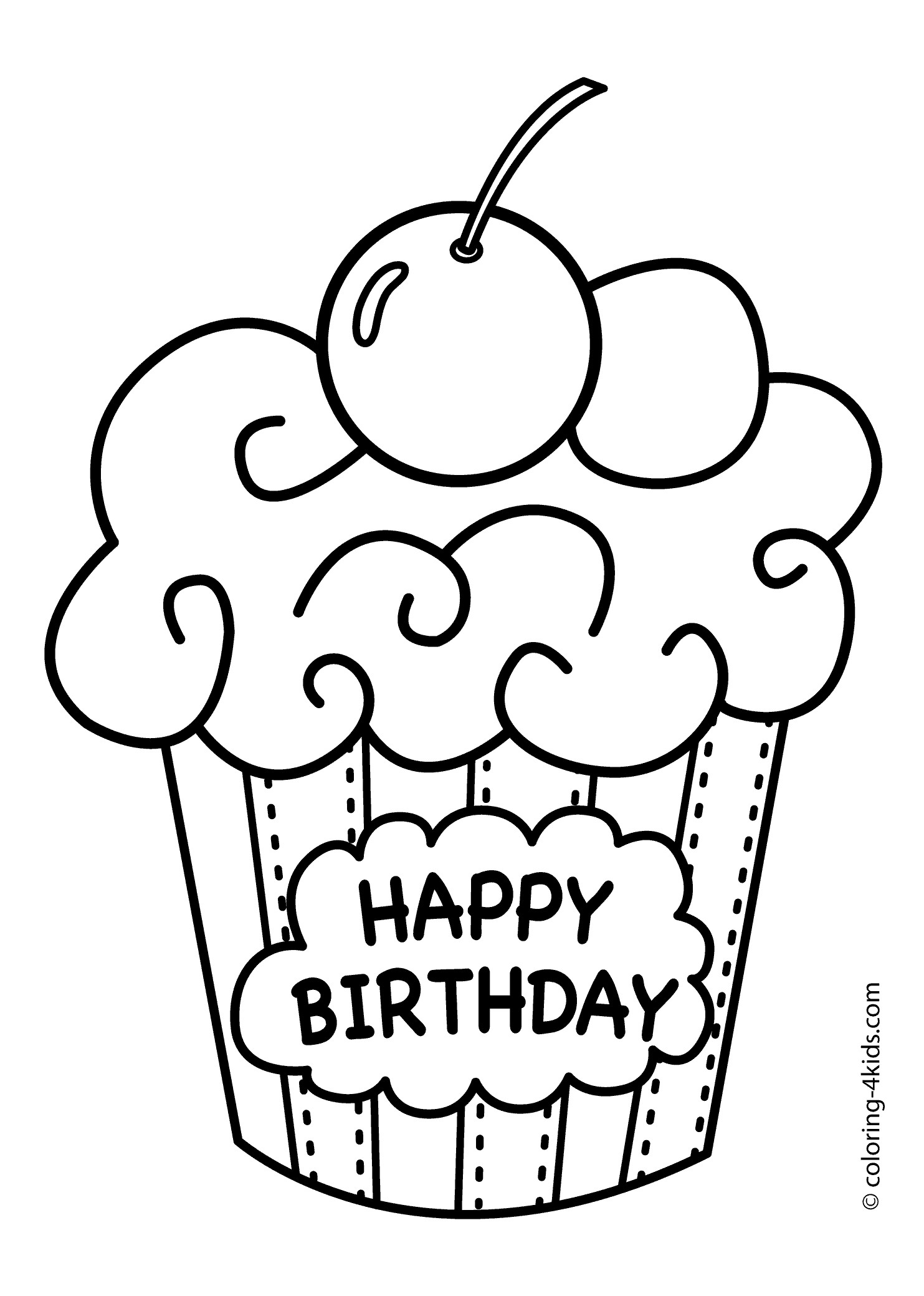 Happy Birthday Coloring Pages For Teens
 Cake Happy Birthday Party Coloring Pages – muffin coloring