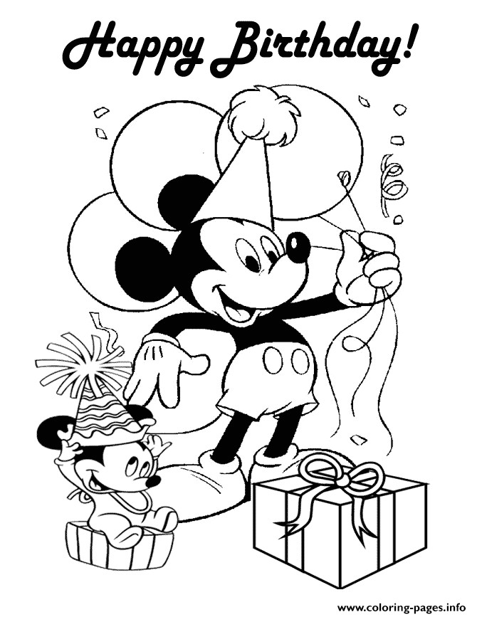 Happy Birthday Coloring Pages For Teens
 Happy Birthday Mickey Disney Coloring Pages Printable