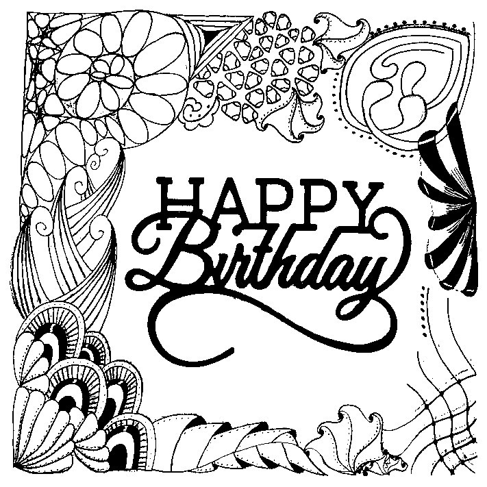 Happy Birthday Coloring Pages For Teens
 Art Therapy coloring page Happy Birthday 2