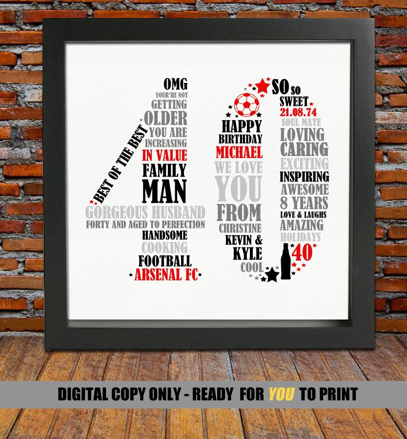 Happy Birthday Gifts For Him
 Personalized 40th Birthday Gift for Him 40th birthday 40th