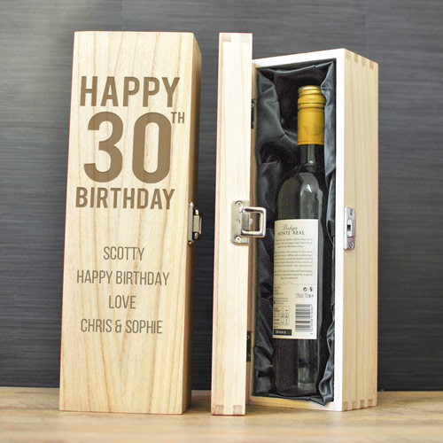 Happy Birthday Gifts For Him
 Personalised 30th Birthday Gift Wooden Wine Box