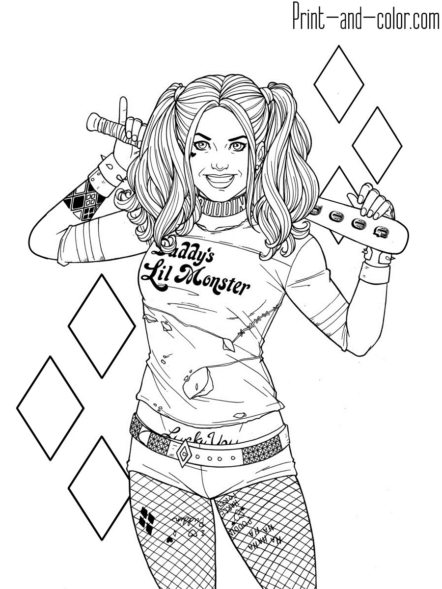 Harley Quinn Coloring Sheets For Girls
 Harley Quinn coloring pages