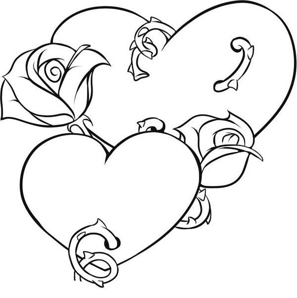 Heart With Roses Coloring Pages For Teens
 Roses And Hearts Coloring Pages Coloring Home