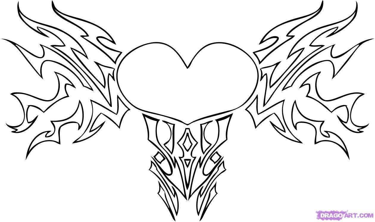 Heart With Roses Coloring Pages For Teens
 Graffitis de amor para colorear