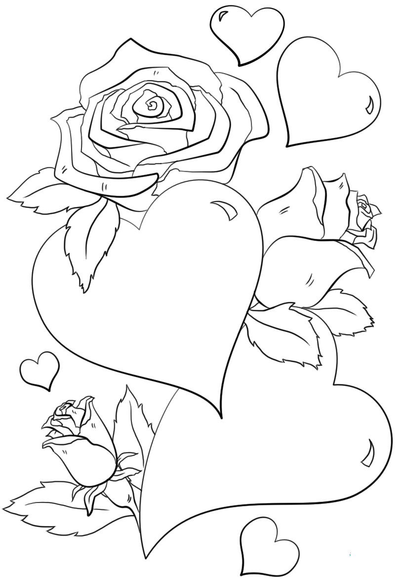Heart With Roses Coloring Pages For Teens
 35 Free Printable Heart Coloring Pages