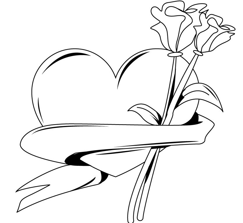 Heart With Roses Coloring Pages For Teens
 Coloring Pages Hearts And Flowers ClipArt Best