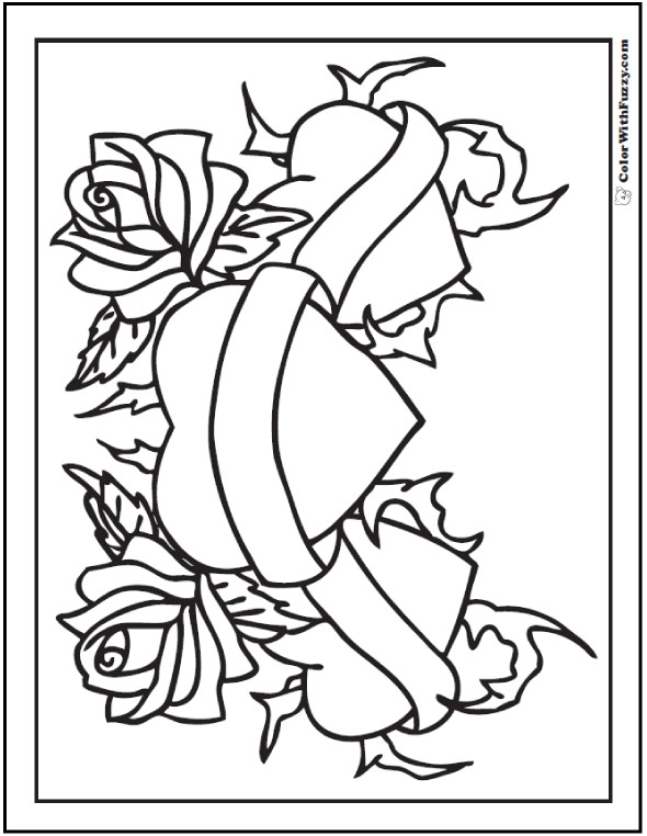 Heart With Roses Coloring Pages For Teens
 73 Rose Coloring Pages Customize PDF Printables