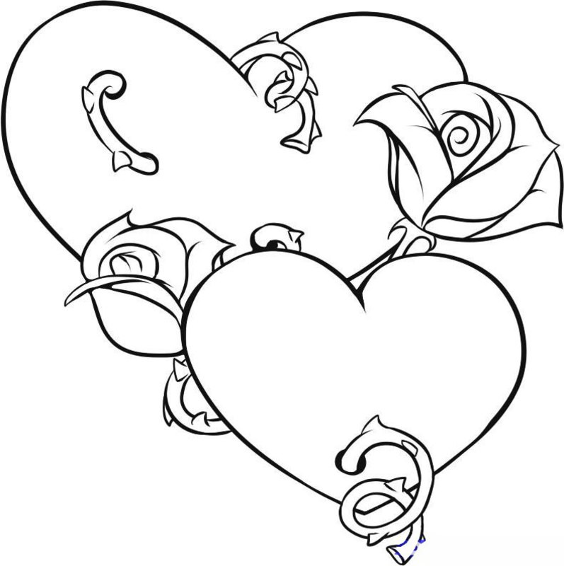 Heart With Roses Coloring Pages For Teens
 Kolorowanki dla dorosłych Serce do wydruku część 4