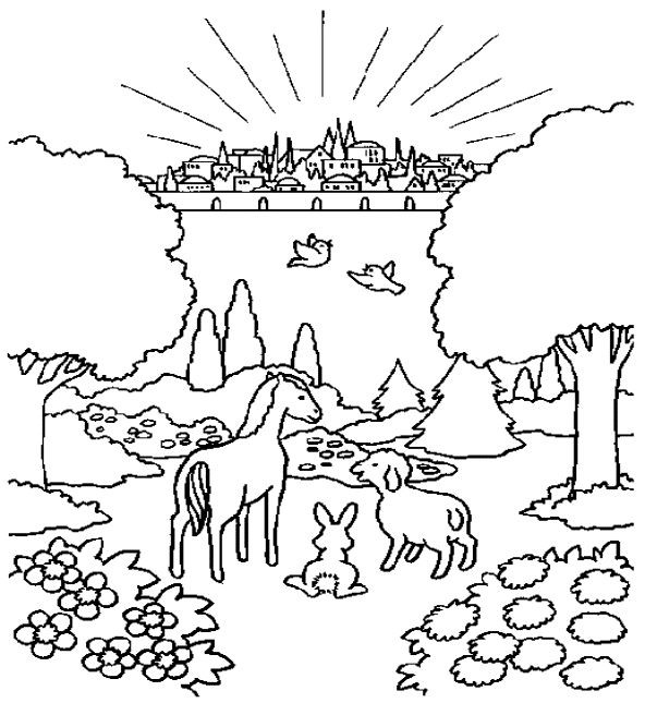 Heaven Coloring Sheets For Kids
 The City of God coloring page