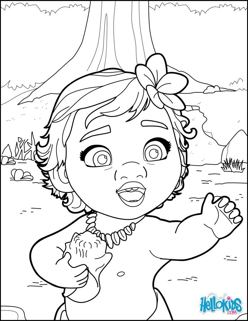 Hello Kids Coloring Pages
 Baby Moana Coloring Pages Printable