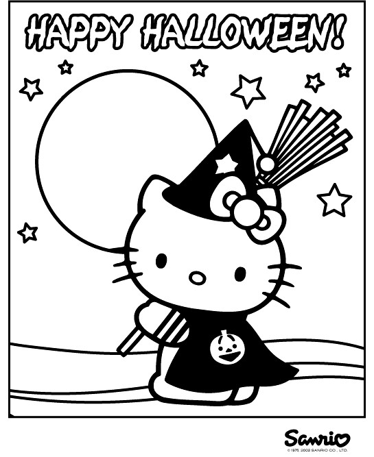 Hello Kitty Halloween Coloring Pages For Kids
 Hello Kitty Halloween Coloring Pages