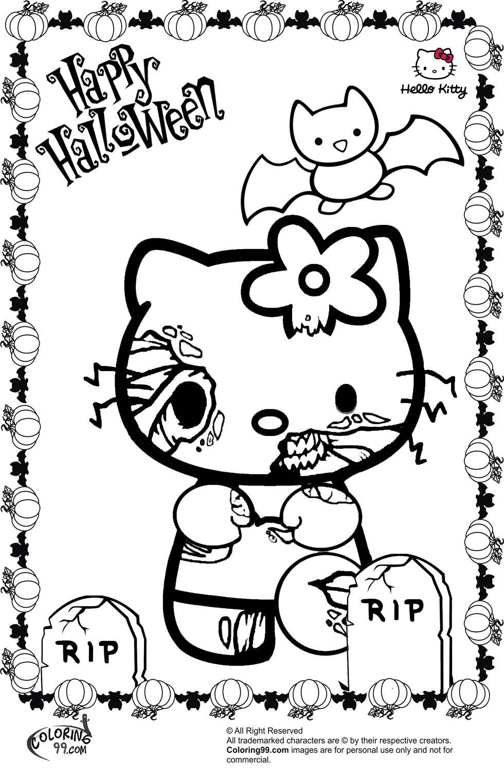 Hello Kitty Halloween Coloring Pages For Kids
 Hello Kitty Halloween Coloring Pages