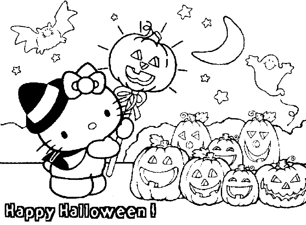 Hello Kitty Halloween Coloring Pages For Kids
 halloween printables coloring pages