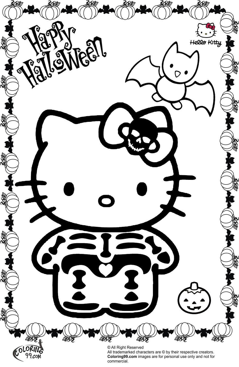 Hello Kitty Halloween Coloring Pages
 Hello Kitty Halloween Coloring Pages