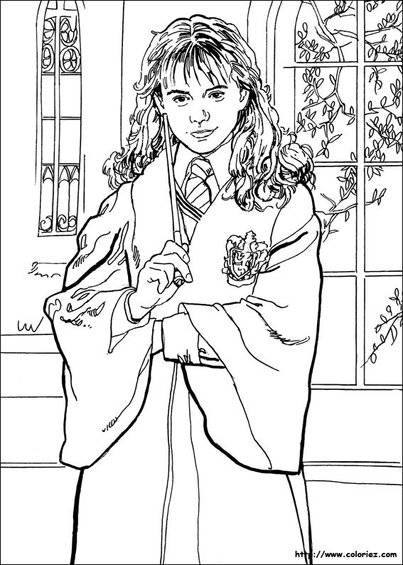 Hermione Granger Coloring Pages
 COLORIAGE Hermione et sa baguette