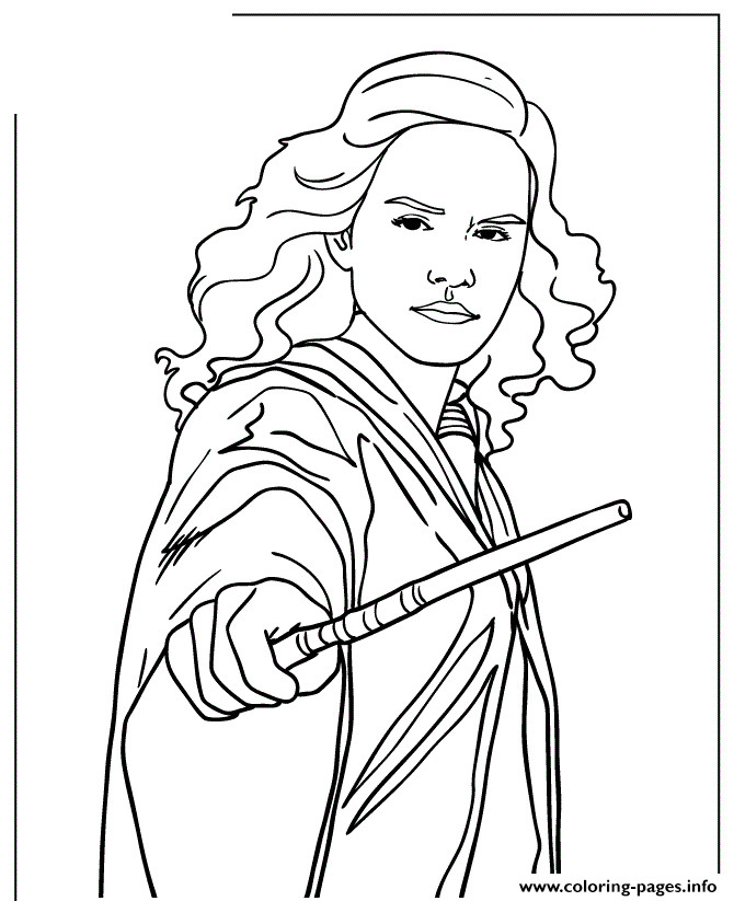 Hermione Granger Coloring Pages
 Harry Potter Hermione Granger Holding Wand Coloring Pages