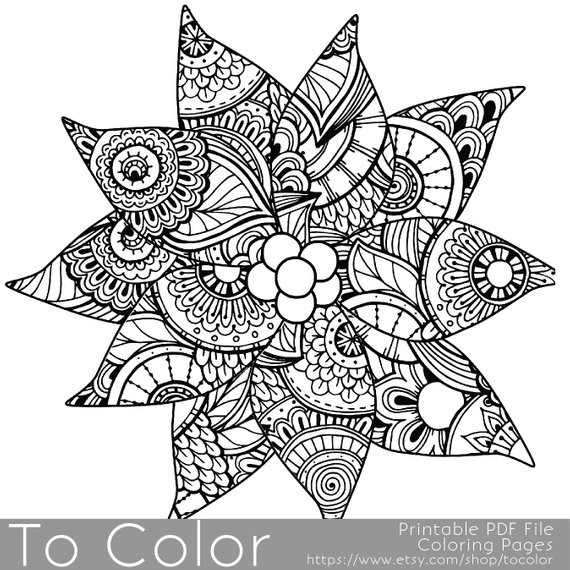 Holiday Coloring Pages For Adults
 Christmas Coloring Page for Adults Poinsettia Coloring Page
