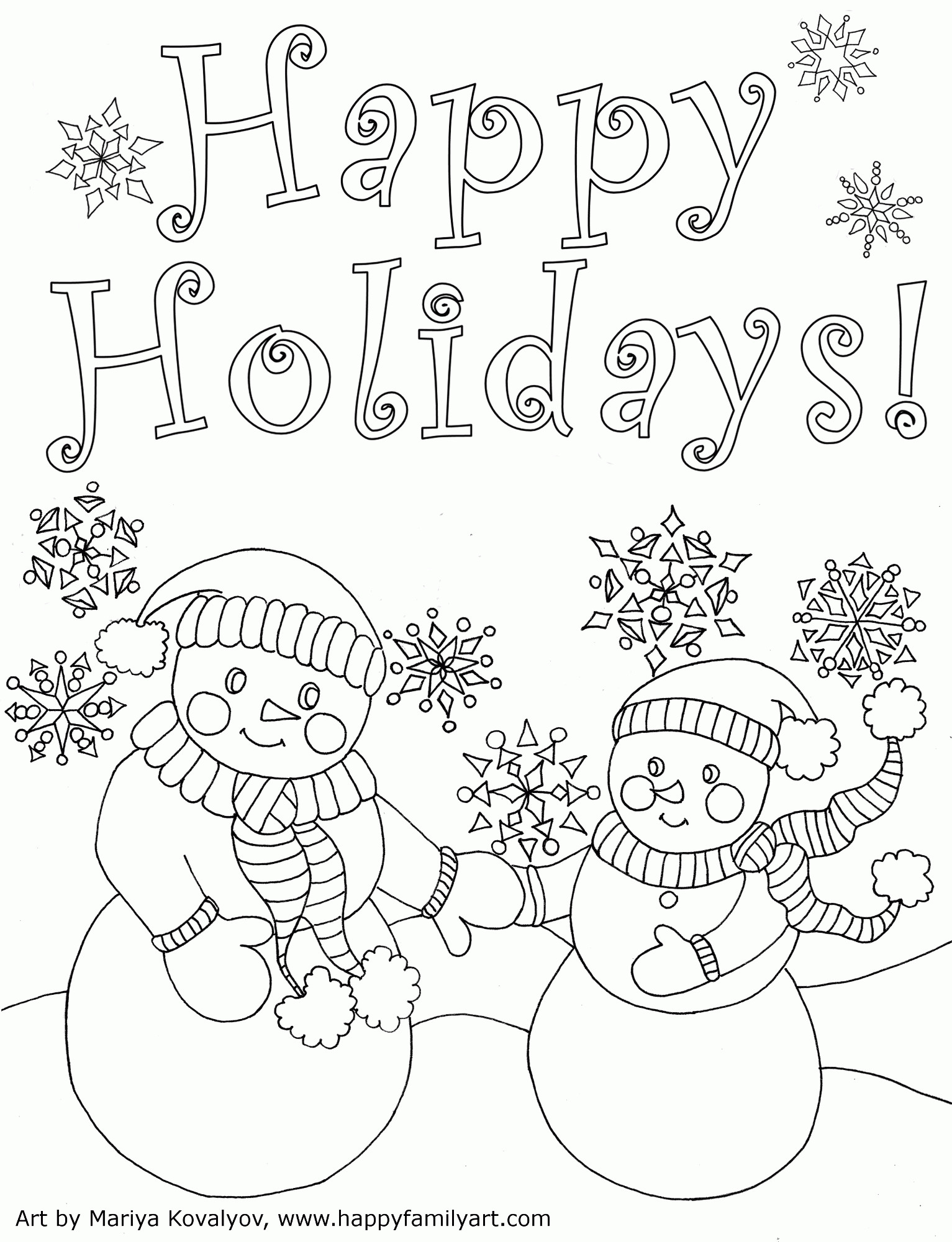 Holiday Coloring Pages Printable Free
 Happy Holidays Coloring Pages Printable Coloring Home
