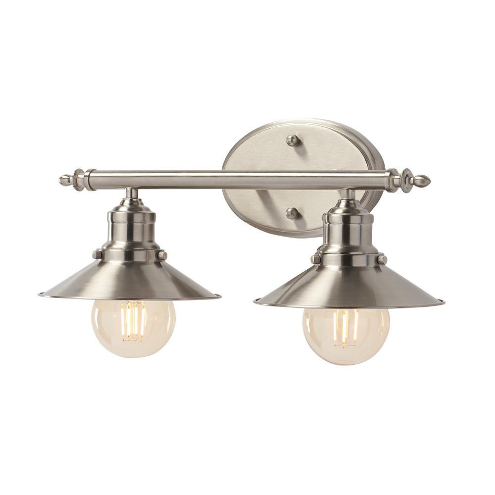 Best ideas about Home Depot Bathroom Lighting
. Save or Pin Home Decorators Collection 2 Light Brushed Nickel Retro Now.