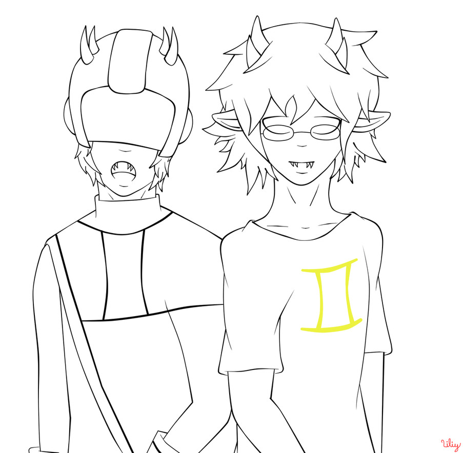 Homestuck Coloring Pages
 Homestuck Mituna and Sollux Lineart by T0X1C L13S on