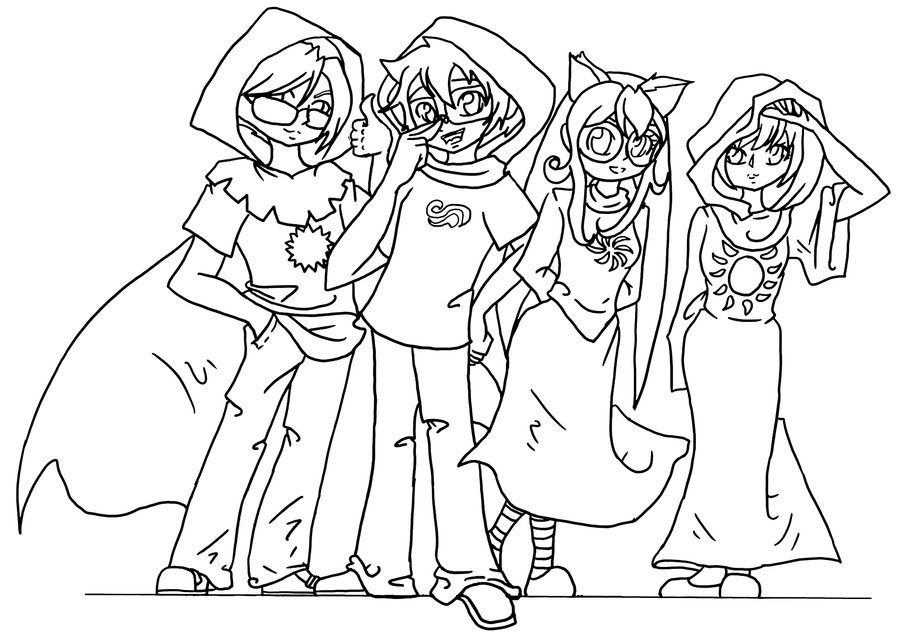 Homestuck Coloring Pages
 Homestuck kids lineart by Rena Muffin on DeviantArt