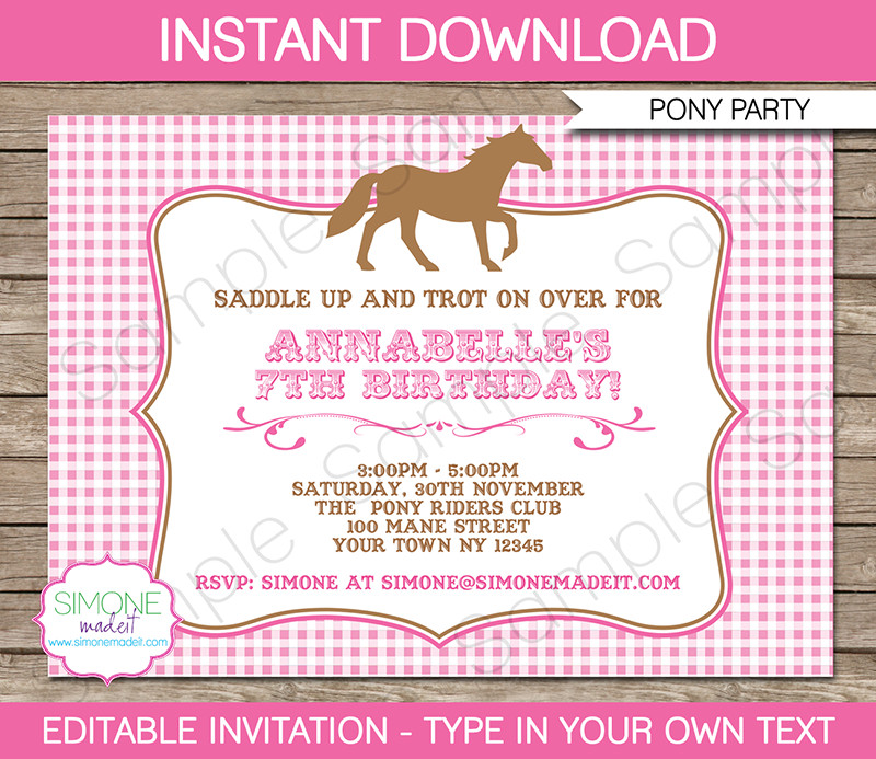 Best ideas about Horse Birthday Party Invitations
. Save or Pin Pony Party Invitations Horse Party Now.