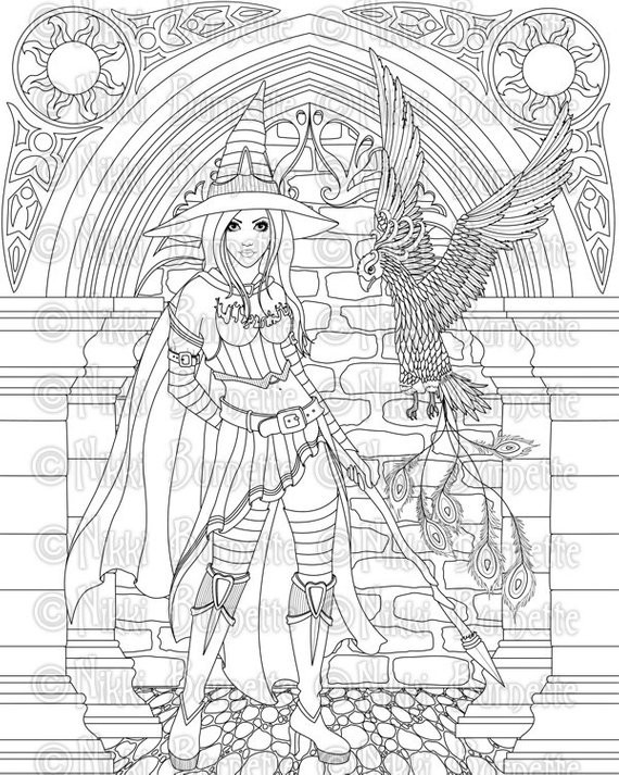 Hot Whichs Coloring Pages For Teens
 Digital Stamp Printable Coloring Page Witch Stamp Adult