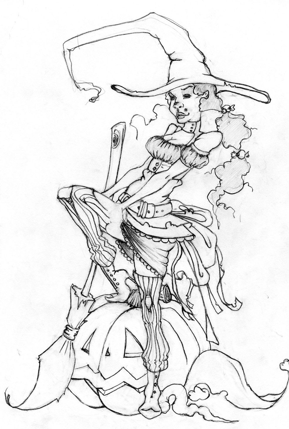 Hot Whichs Coloring Pages For Teens
 Pretty Witches Coloring Pages