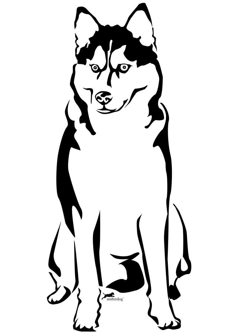 Husky Coloring Pages
 Alaskan Husky Dog Graphic Sticker Personalize Line