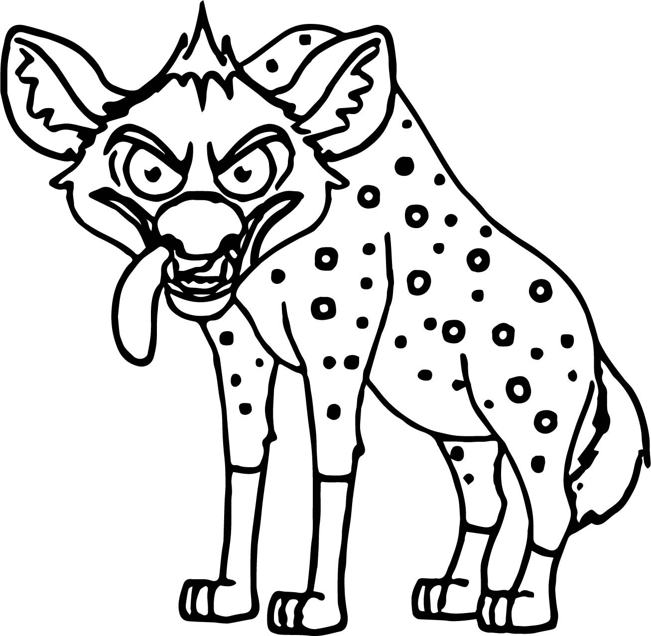 Hyena Coloring Pages
 Angry Looking Hyena Cartoon Coloring Page
