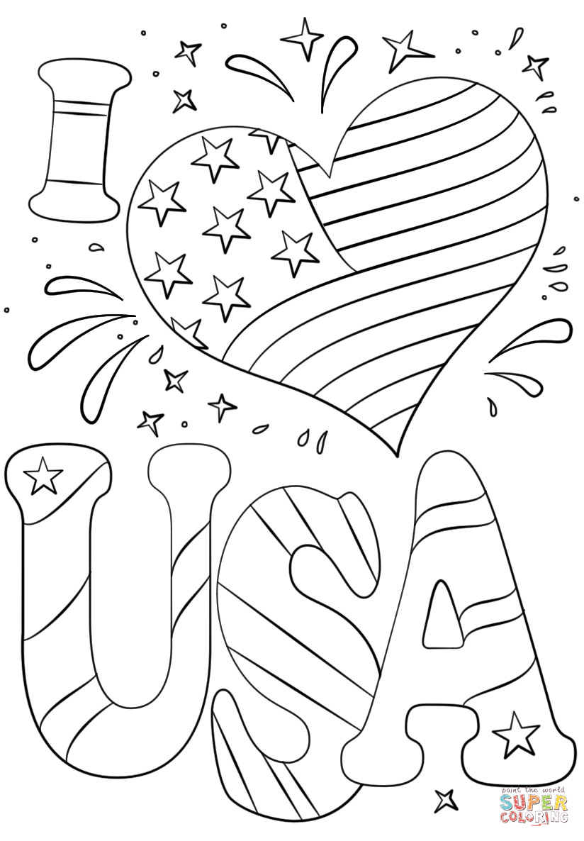 I Love Usa Coloring Pages
 I Love USA coloring page