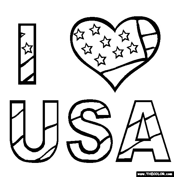 I Love Usa Coloring Pages
 Fourth of July line Coloring Pages