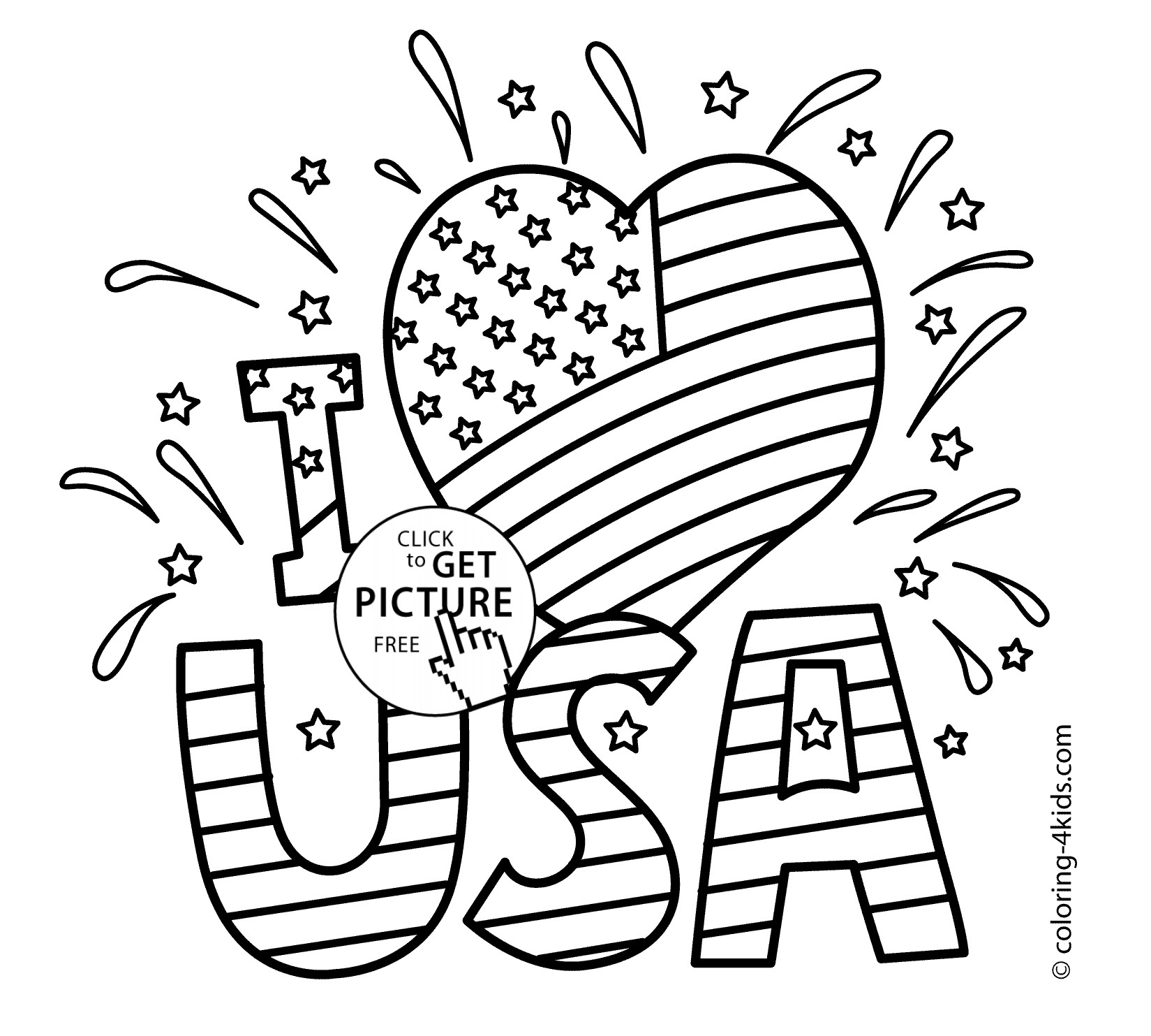 I Love Usa Coloring Pages
 I love USA coloring pages July 4 independence day