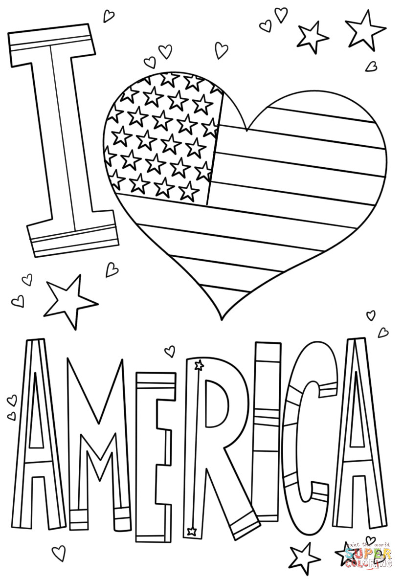 I Love Usa Coloring Pages
 I Love America coloring page