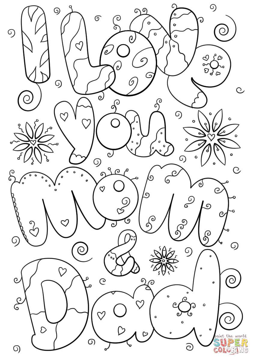 I Love You Mom Coloring Pages
 I Love You Mom and Dad coloring page