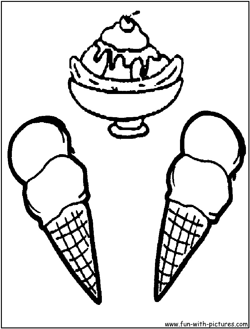 Ice Cream Cones Coloring Pages
 Ice Cream Sundae Coloring Pages