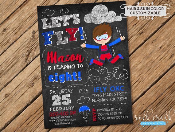 Best ideas about Ifly Birthday Party
. Save or Pin Skydiving Invitation iFly Birthday Invitation Indoor Now.