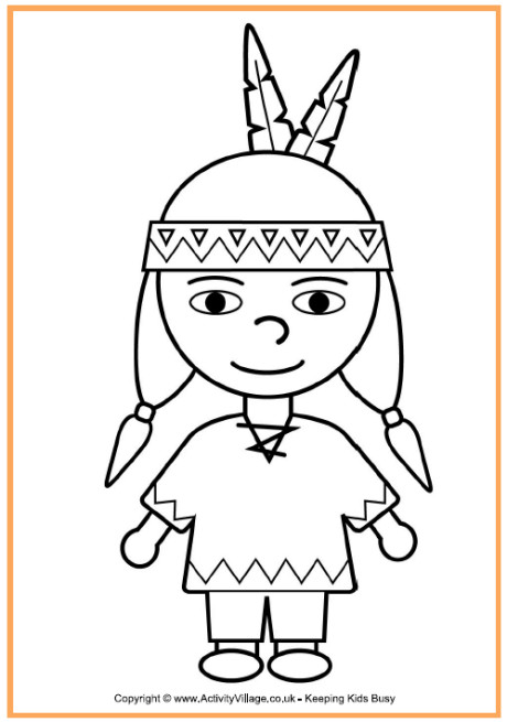 Indian Crown Preschool Coloring Sheets
 Native American Boy Coloring Page Thanksgiving Coloring