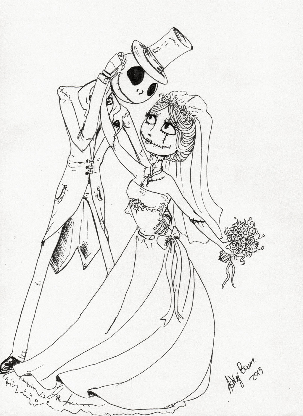Jack And Sally Coloring Pages
 jack and sally love by Angel2489 on DeviantArt